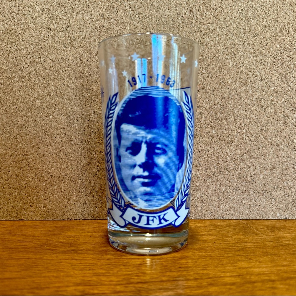 JFK Commemorative Glass with Blue Design